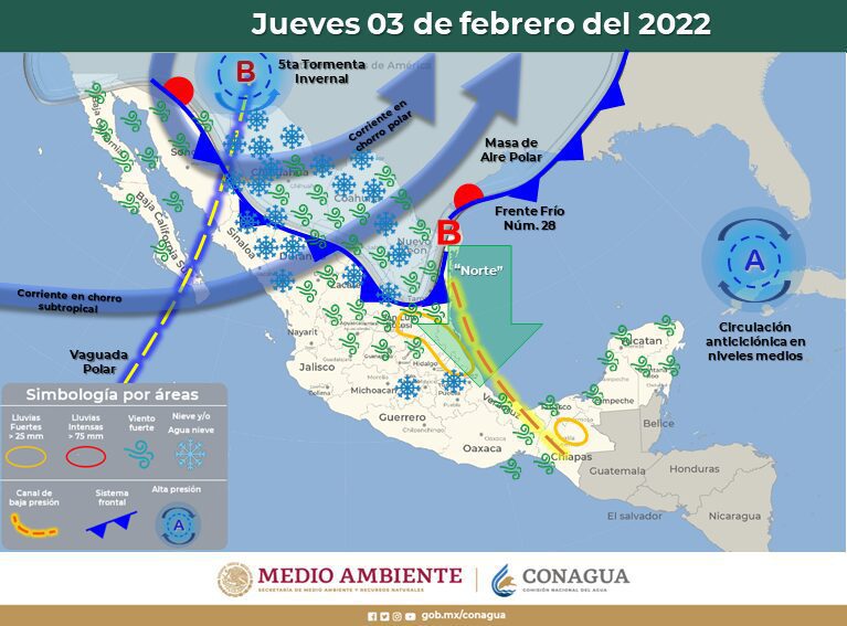FRENTE FRíO TRAERá LLUVIAS, TOLVANERAS Y AGUANIEVE A BC