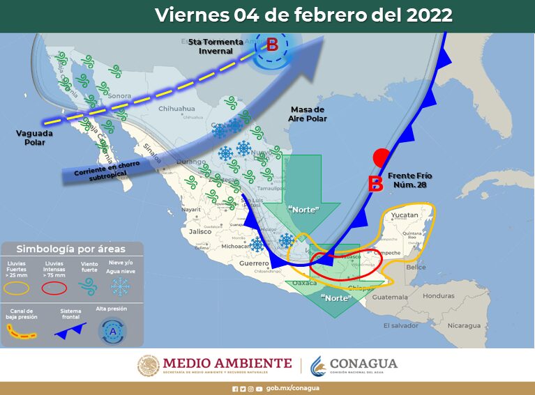 FRENTE FRíO TRAERá LLUVIAS, TOLVANERAS Y AGUANIEVE A BC