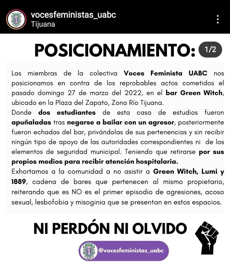 LLAMAN A BOICOT A BAR DONDE APUñALARON A DOS ESTUDIANTES DE LA UABC