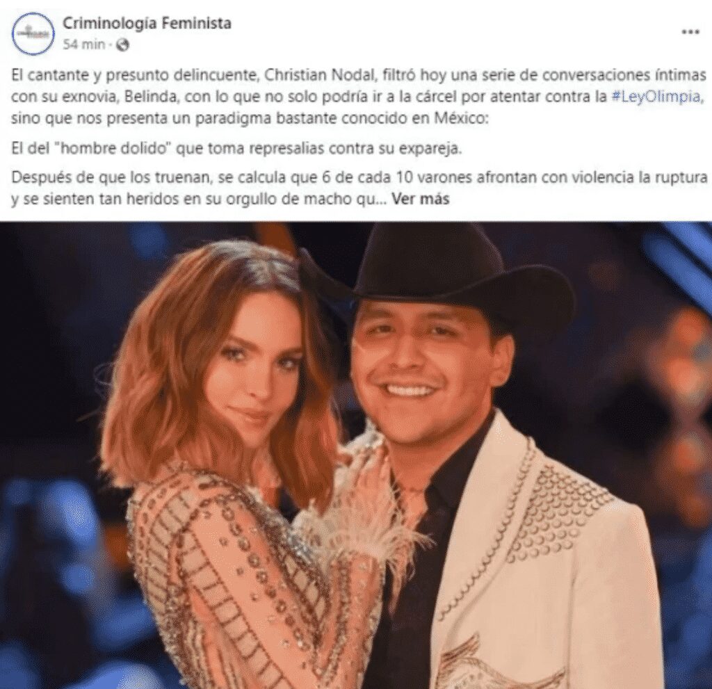 PIDEN APLICAR LEY OLIMPIA A NODAL POR EXHIBIR CONVERSACIóN CON BELINDA