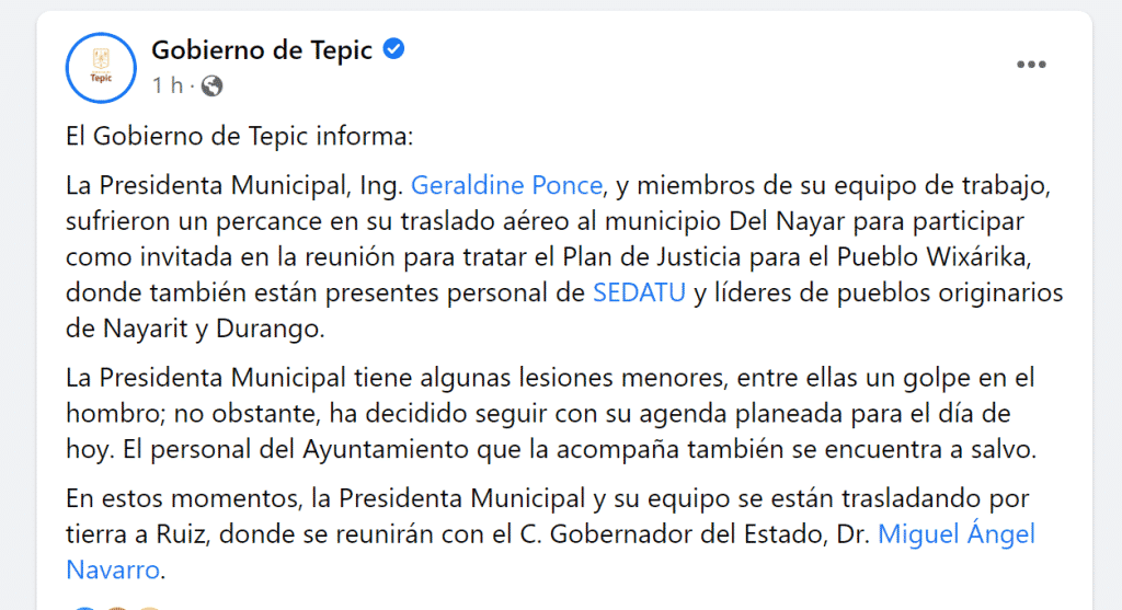 SE ACCIDENTA AVIONETA DONDE VIAJABA GERALDINE PONCE
