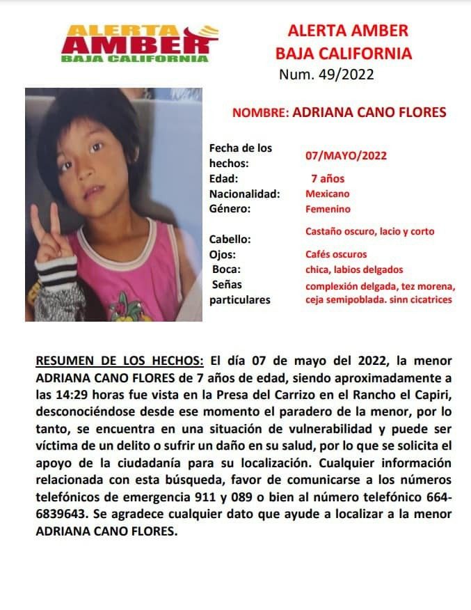 INVESTIGAN MUERTE DE LA NIñA ADRIANA CANO