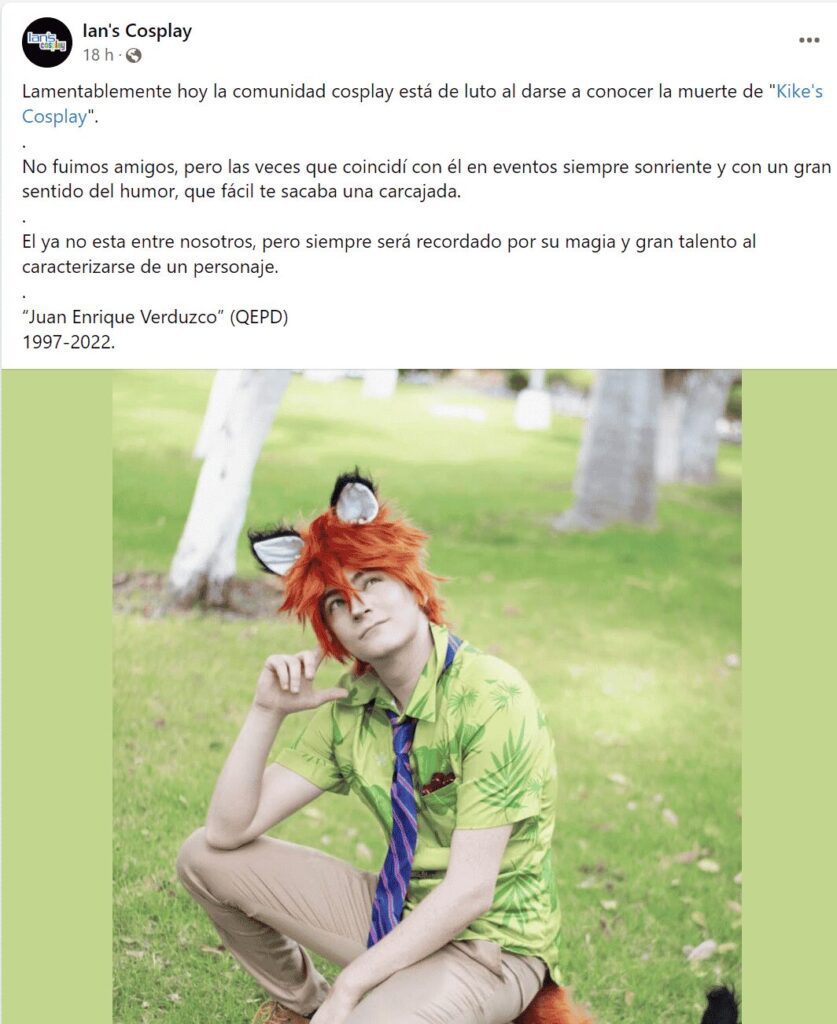 COMUNIDAD OTAKU LAMENTA ASESINATO DE KIKE´S COSPLAY EN TIJUANA