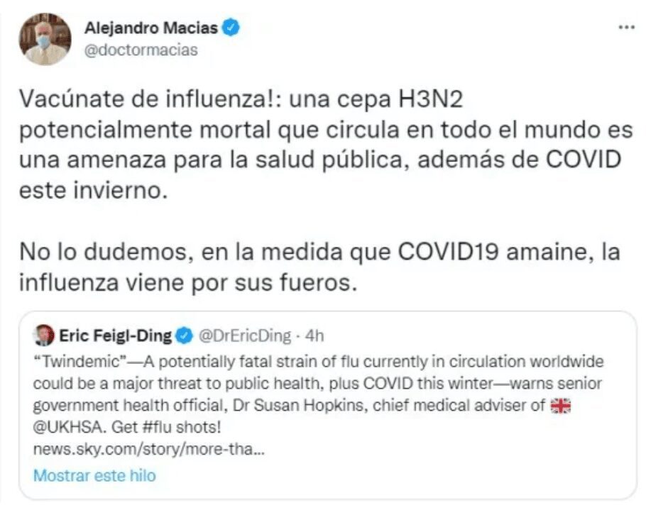 Alertan por cepa H3N2 de influenza que circula por el mundo