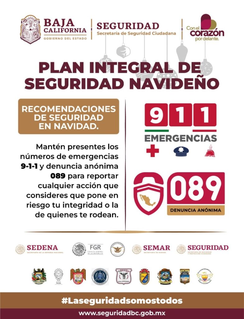 SSCBC emite recomendaciones preventivas para festividades de Año Nuevo