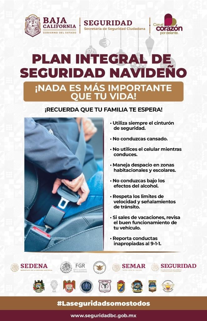 SSCBC emite recomendaciones preventivas para festividades de Año Nuevo