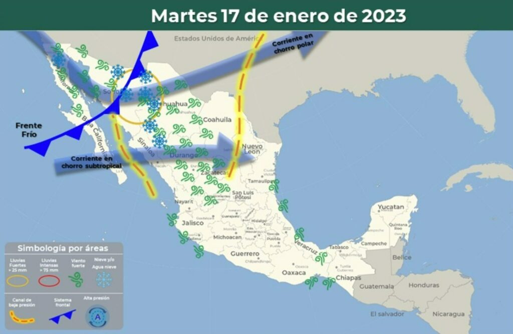 Hay pronóstico de lluvia, alto oleaje, vientos y nevada