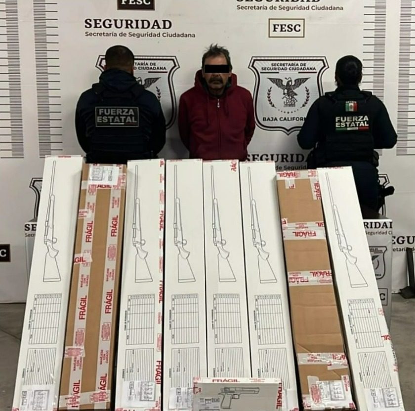 Detienen a siete personas, aseguran 11 armas, chalecos y cartuchos en La Rumorosa