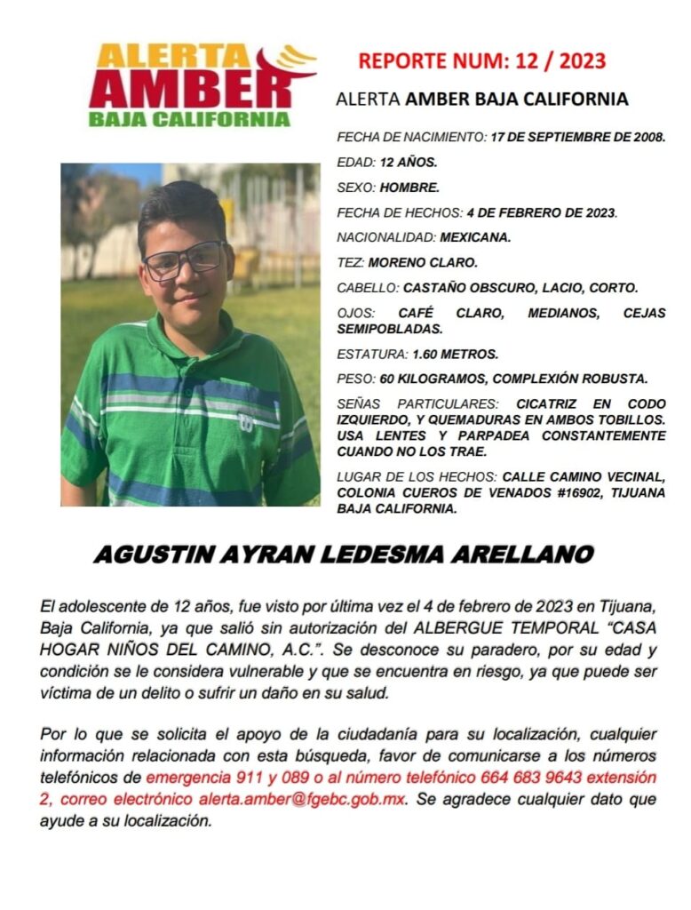 Activan Alerta Amber por Agustín un niño de 12 años que huyó de una casa hogar