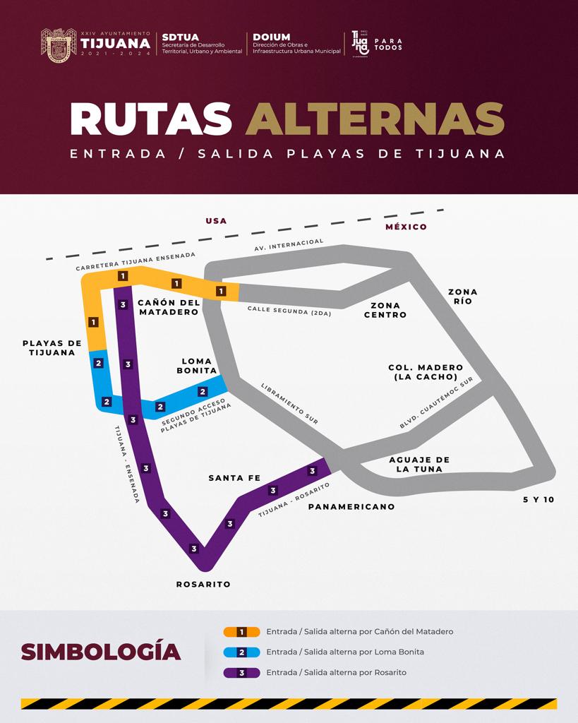 Piden utilizar rutas alternas rumbo a Playas de Tijuana