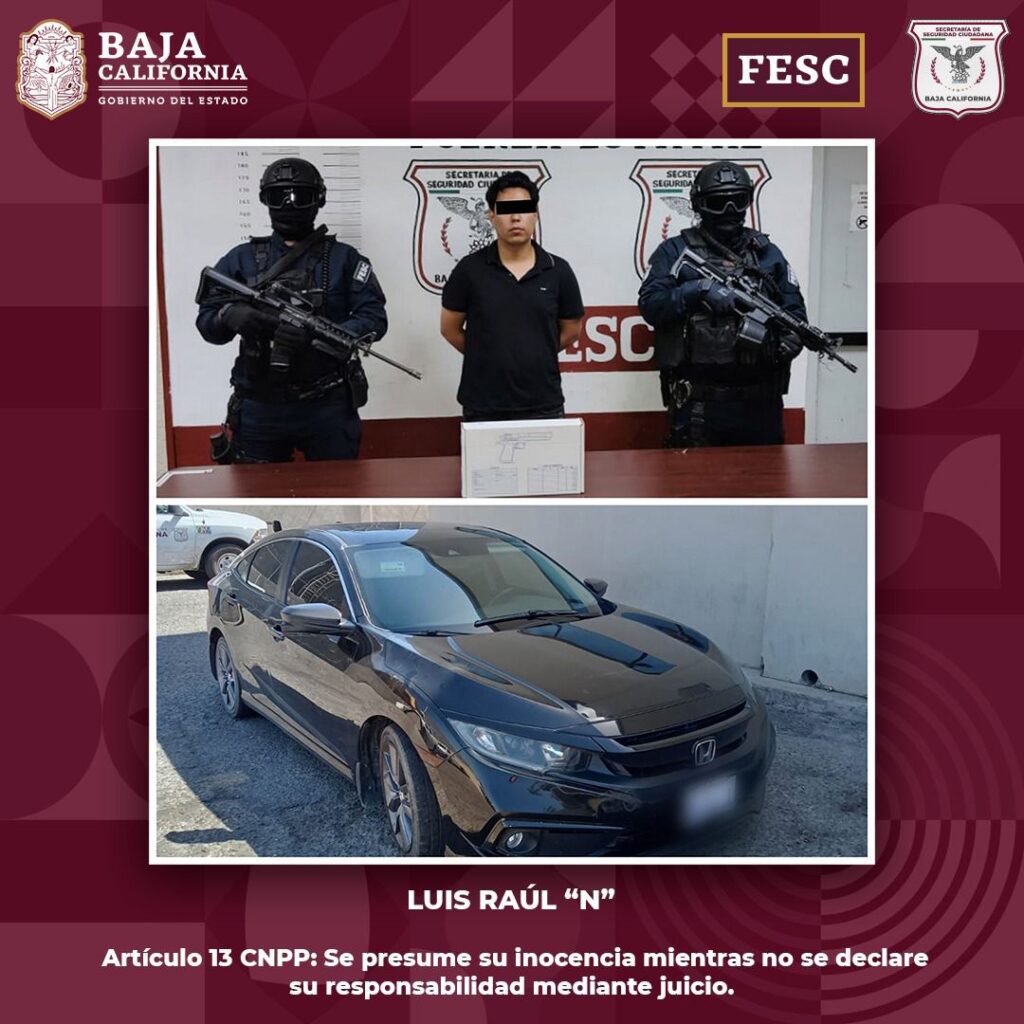 FESC realiza operativo en el Valle de Mexicali y asegura armas, drogas y personas