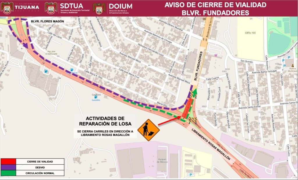 Ayuntamiento cerrará parcialmente el cruce de bulevar Fundadores hacia Rosas Magallón