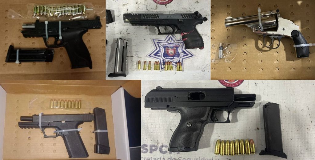 Policía municipal decomisa cinco armas