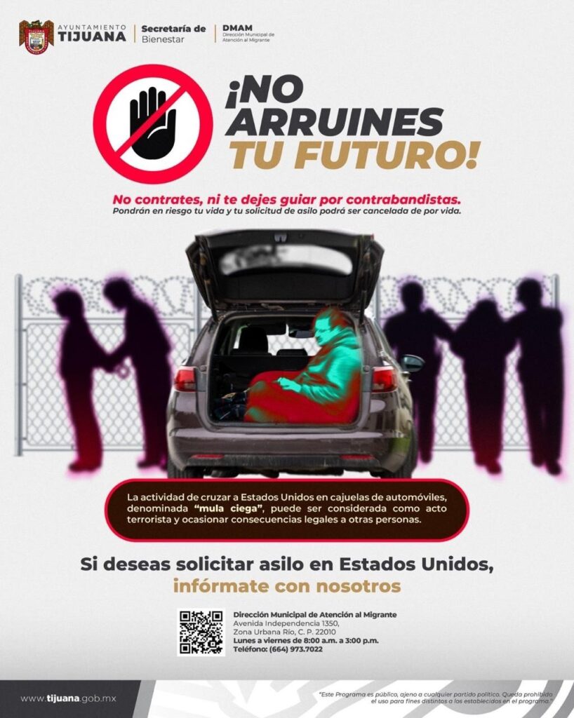 Ayuntamiento lanza campaña para inhibir cruce irregular de migrantes en modalidad mula ciega Ayuntamiento lanza campaña para inhibir cruce irregular de migrantes en modalidad mula ciega
