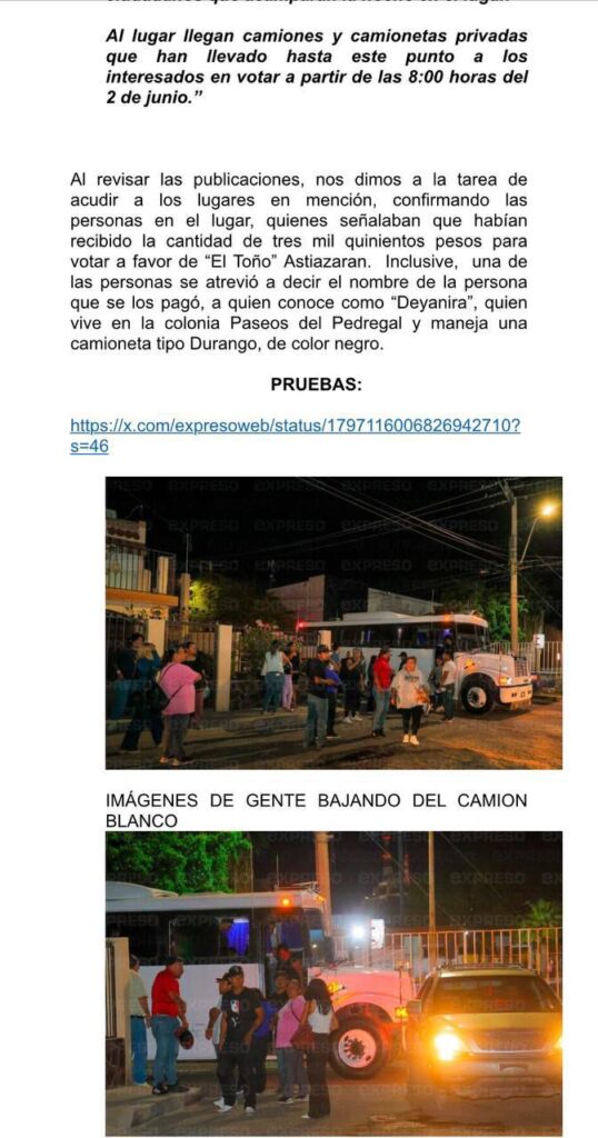 Morena denuncia presunta intervención del PRIAN con acarreo y compra de votos