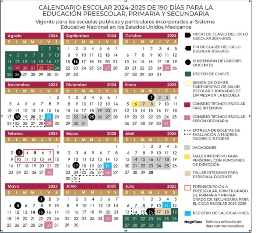 Estos serían las fechas de vacaciones, puentes y festivos del calendario escolar 2024-2025