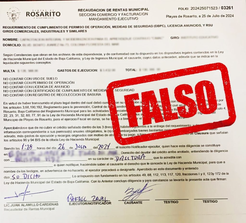Alerta Gobierno Municipal de falsos notificadores de Recaudación de Rentas
