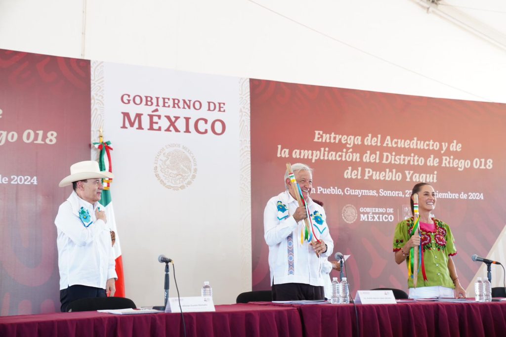 Pueblos yaquis reconocen a presidente López Obrador y a gobernador Durazo y agradecen continuidad de Plan de Justicia a presidenta Sheinbaum Pueblos yaquis reconocen a presidente López Obrador y a gobernador Durazo y agradecen continuidad de Plan de Justicia a presidenta Sheinbaum