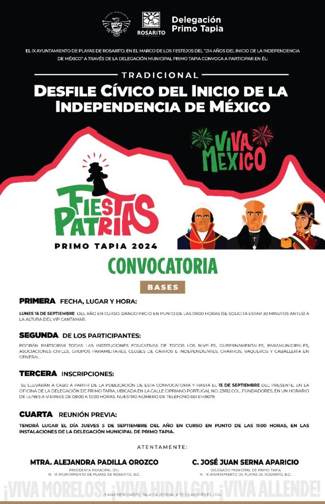 Convoca Gobierno Municipal al Desfile Cívico por el Inicio de la Independencia de México Convoca Gobierno Municipal al Desfile Cívico por el Inicio de la Independencia de México
