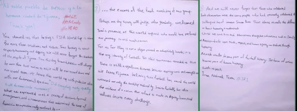 La emotiva carta de la Selección de Irán para México y Tijuana